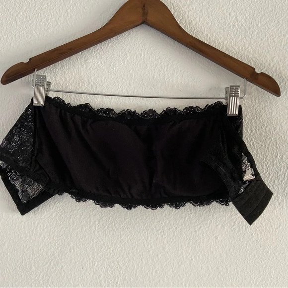 Lace Bandeau Bra Wire-Free Strapless Intimates Lingerie XL Scalloped Lace Sexy - Picture 7 of 12